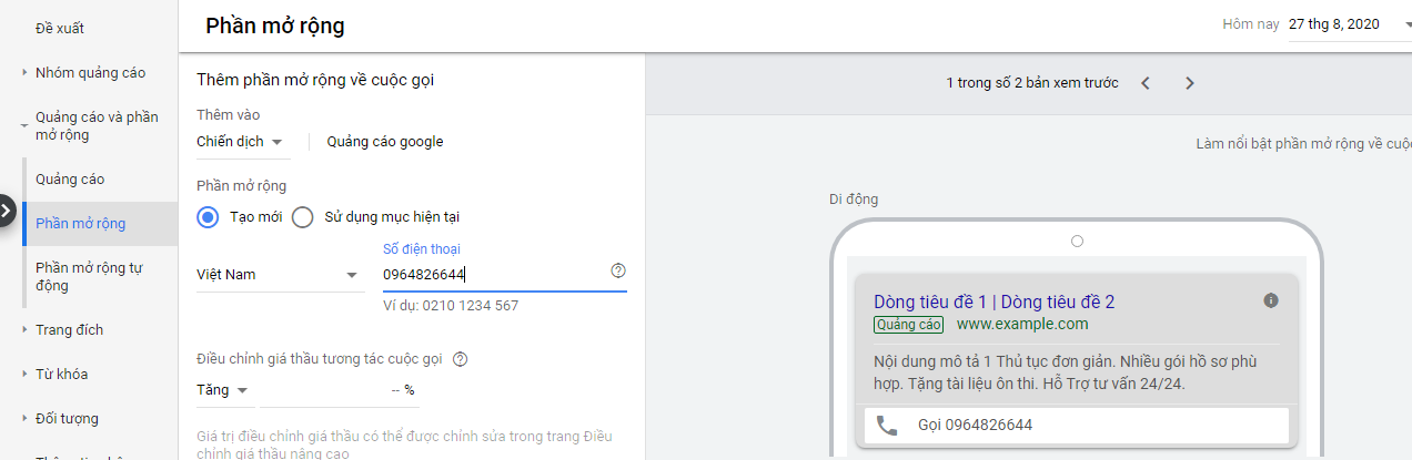 Tiện Ích Mở Rộng Quảng Cáo Google Website nha khoa